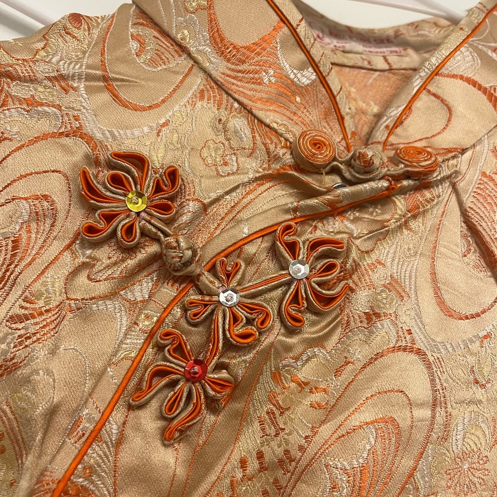 Vintage Chinese Cheongsam Qipao Silk Hand Embroidered Dress NWOT